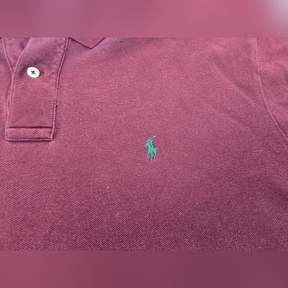 Vintage Polo by Ralph Lauren Polo Shirt Mens XL Burgundy Short Sleeve Green Pony - Picture 3 of 9